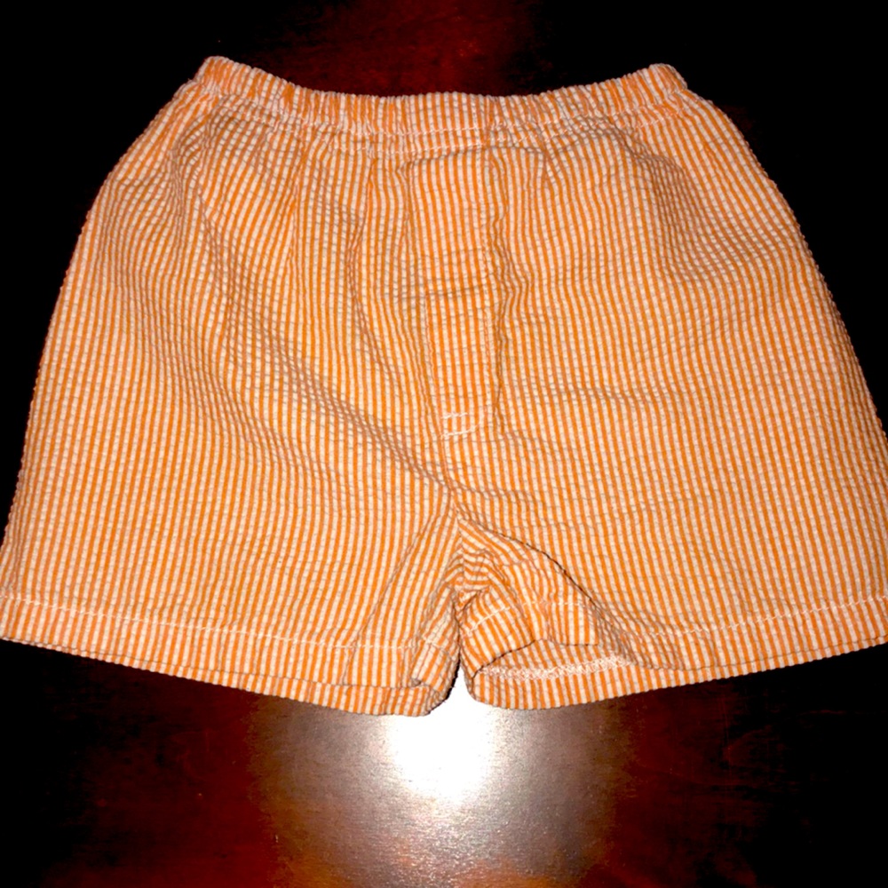 Orange and white smock shorts